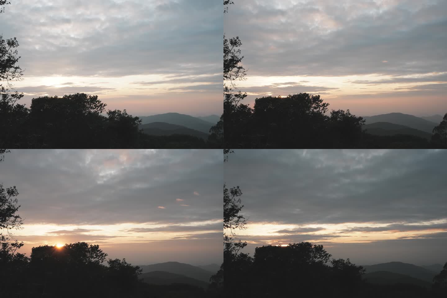 4K延时拍摄广州帽峰山远眺落日晚霞美景。