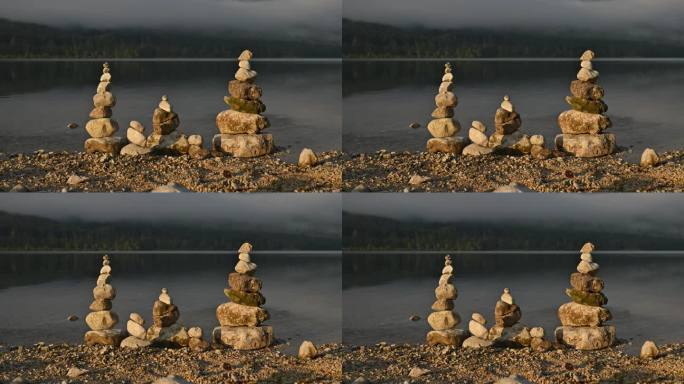 Bohinj湖岸边堆积的石头