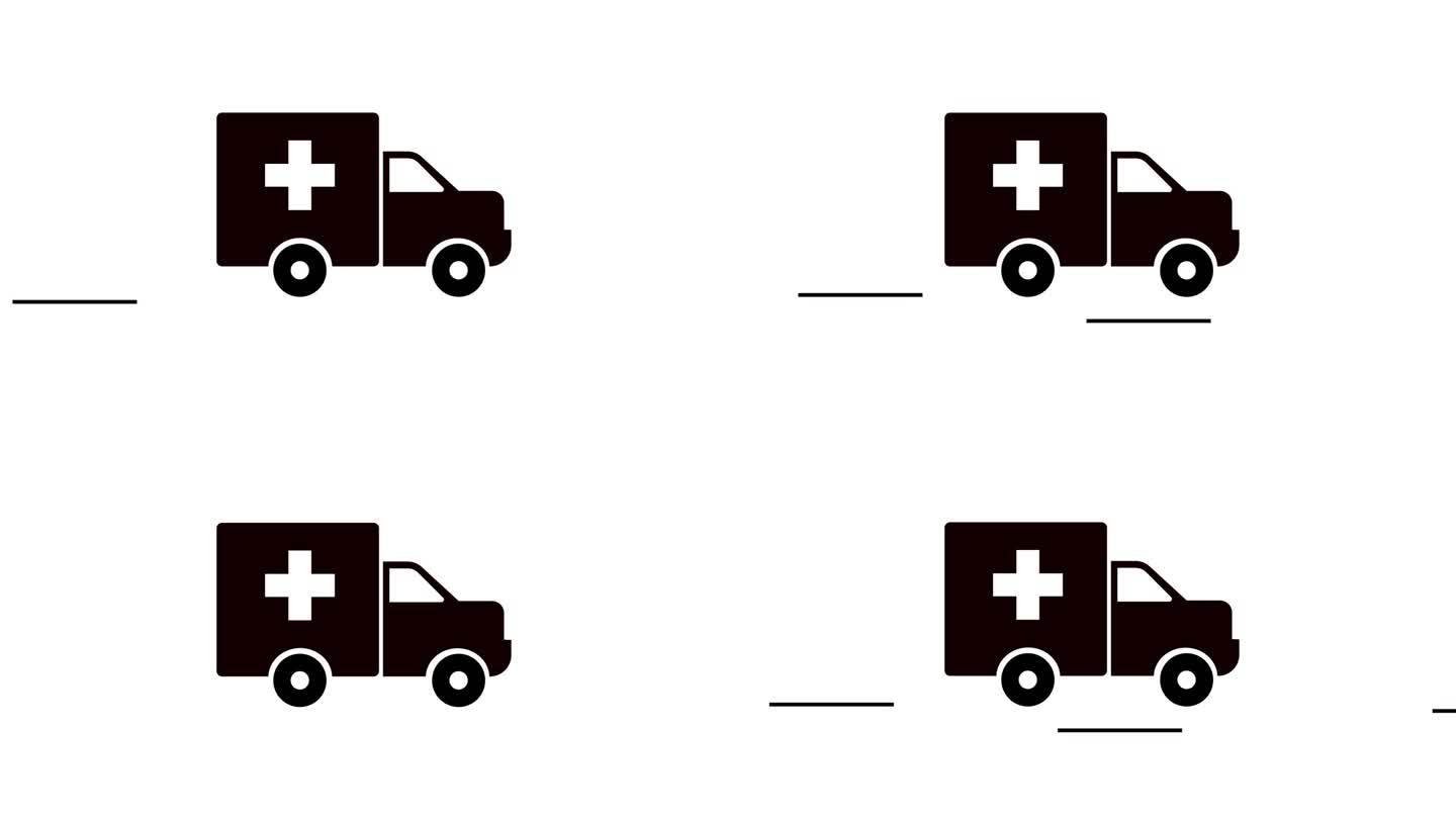 救护车移动动画白色背景。