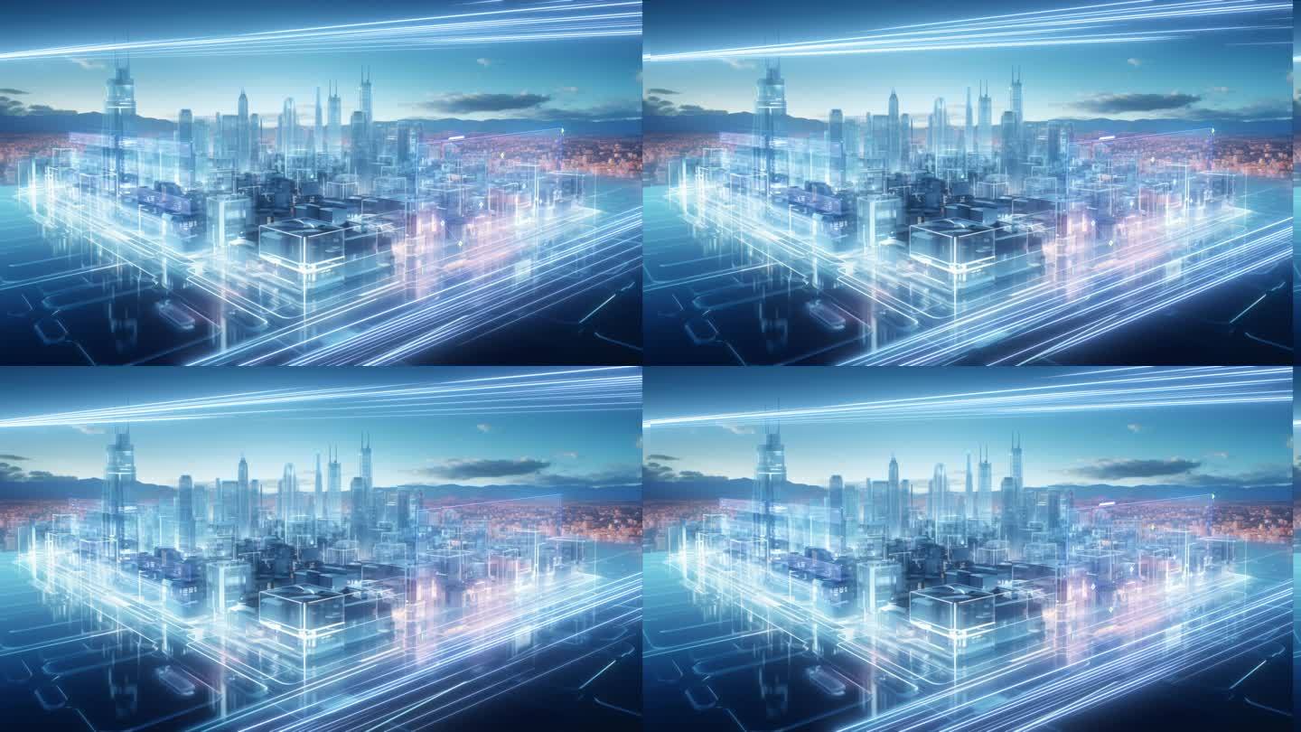 科技全息城市数值数据报告现实屏幕素材