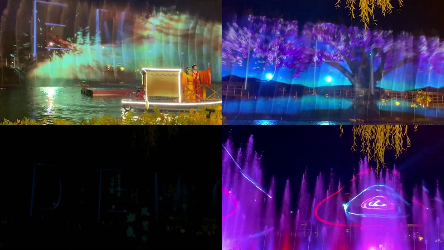 宁夏银川文化城夜景音乐喷泉