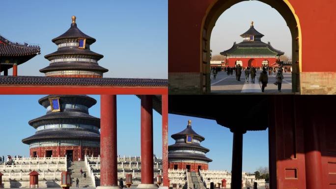 4K实拍北京天坛古建筑祈年殿红墙光影延时