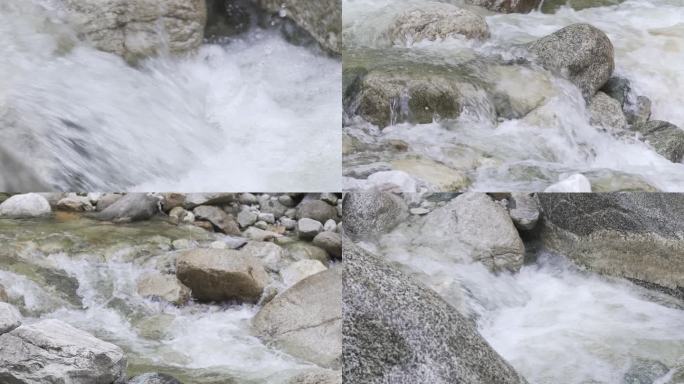 小溪溪水水流拍打石头 水花