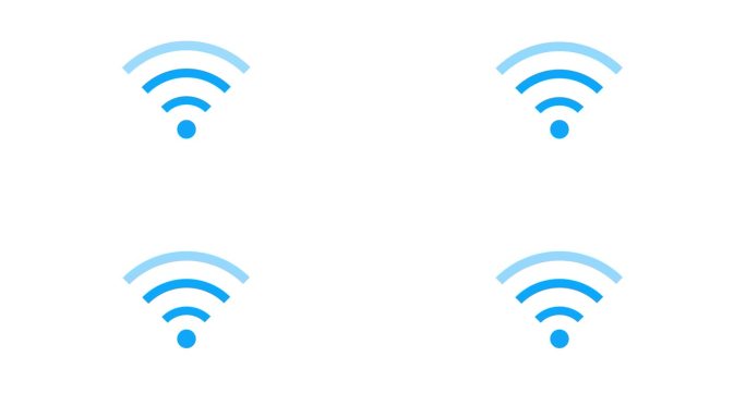 白色动画背景上的Wifi信号图标。数字技术。