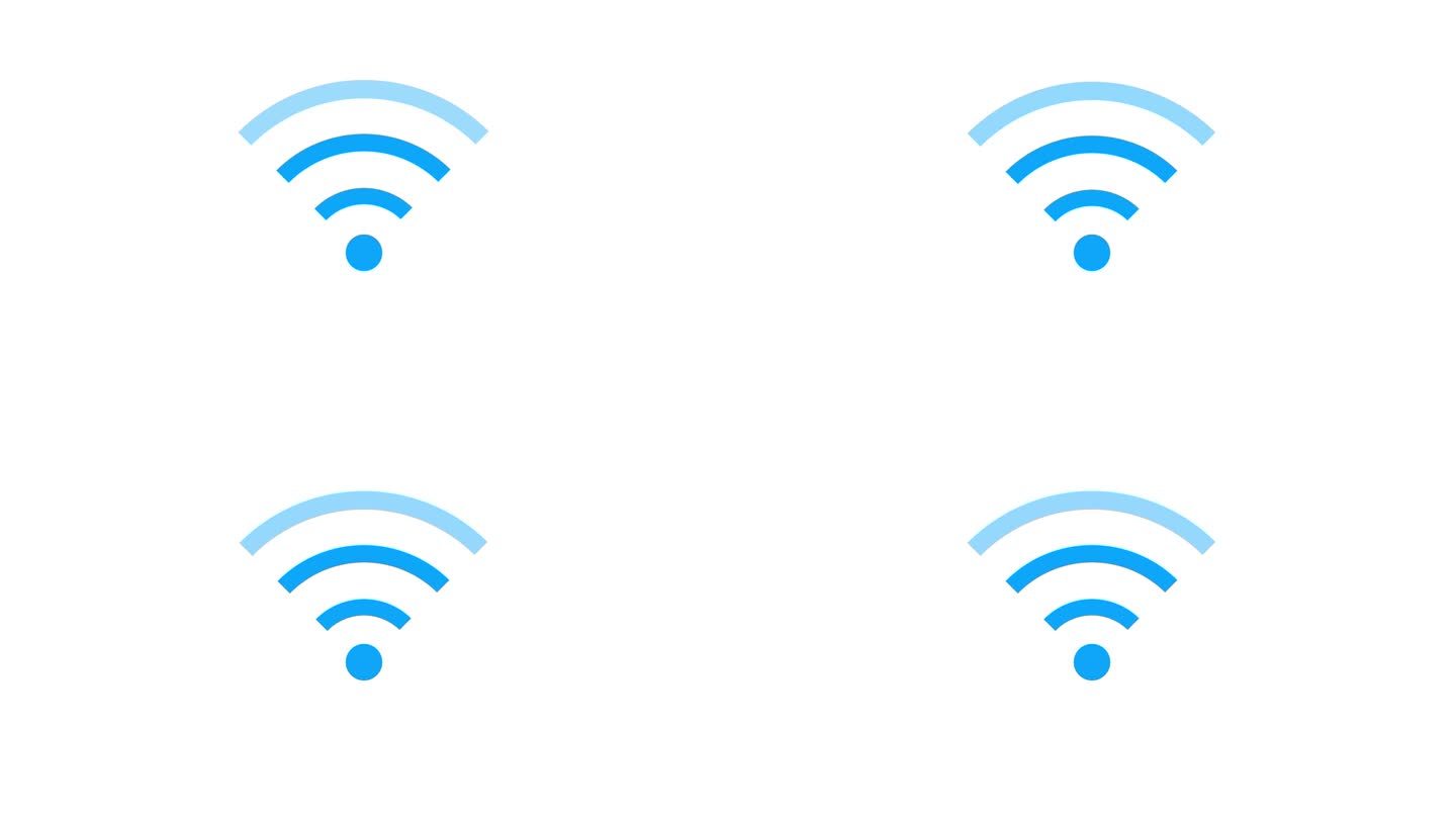 白色动画背景上的Wifi信号图标。数字技术。
