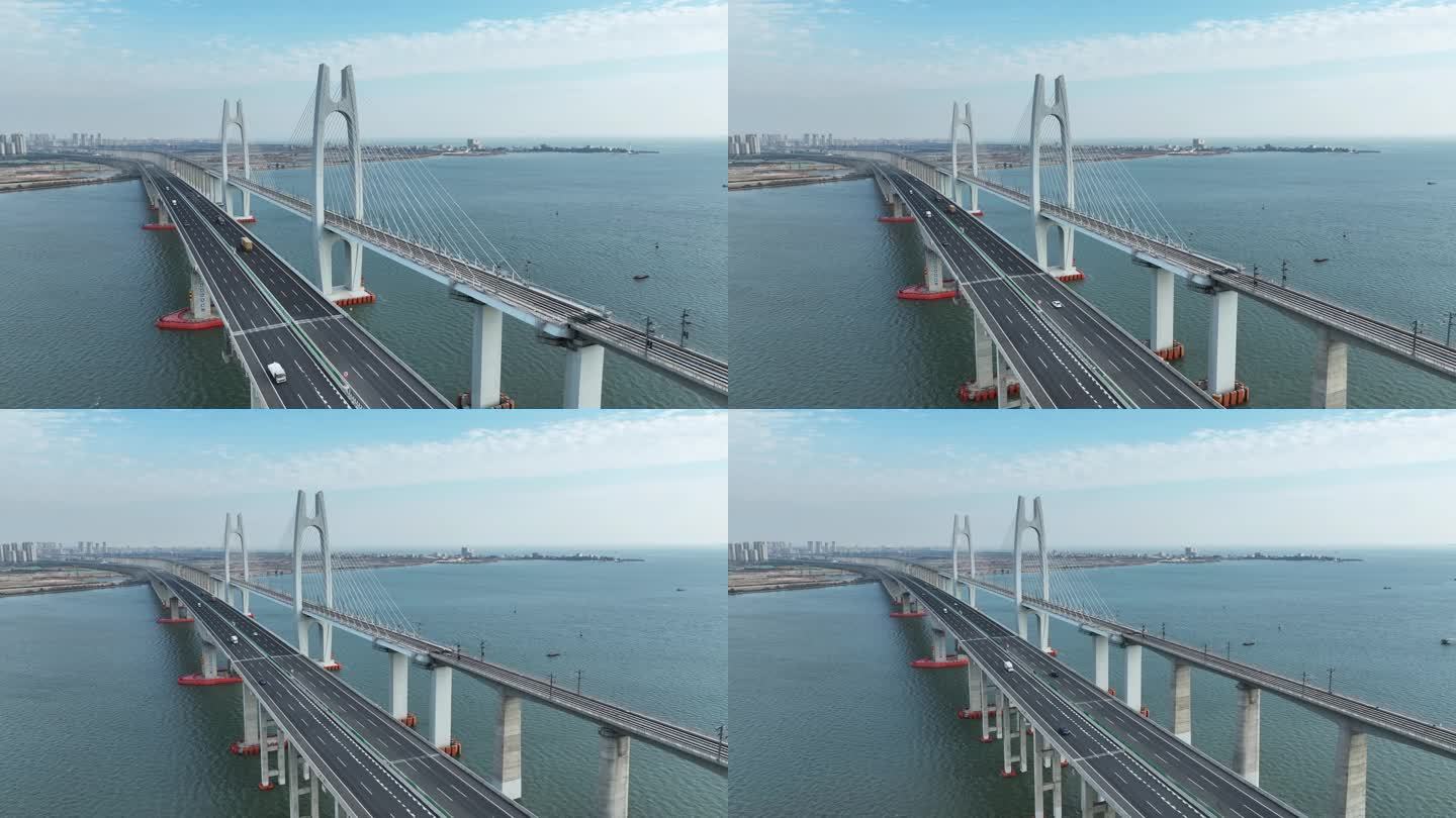 航拍跨海铁路桥