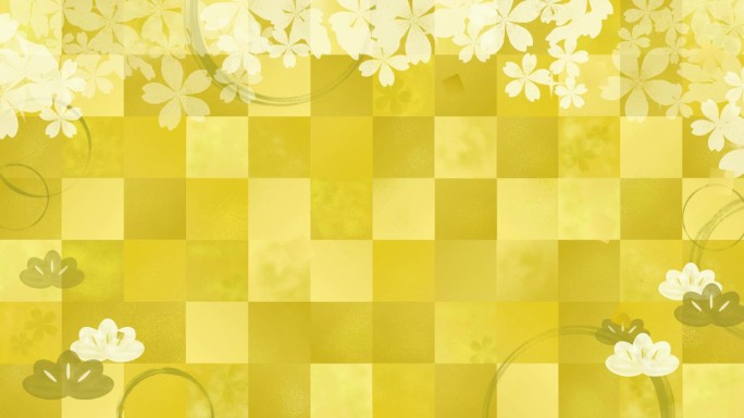 日本风格的背景材料樱花和松木与金叶落
