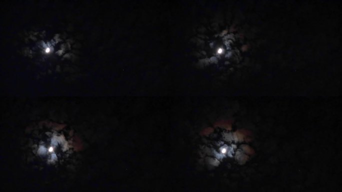月亮与云朵彩色月亮天空云朵宁静大气空镜
