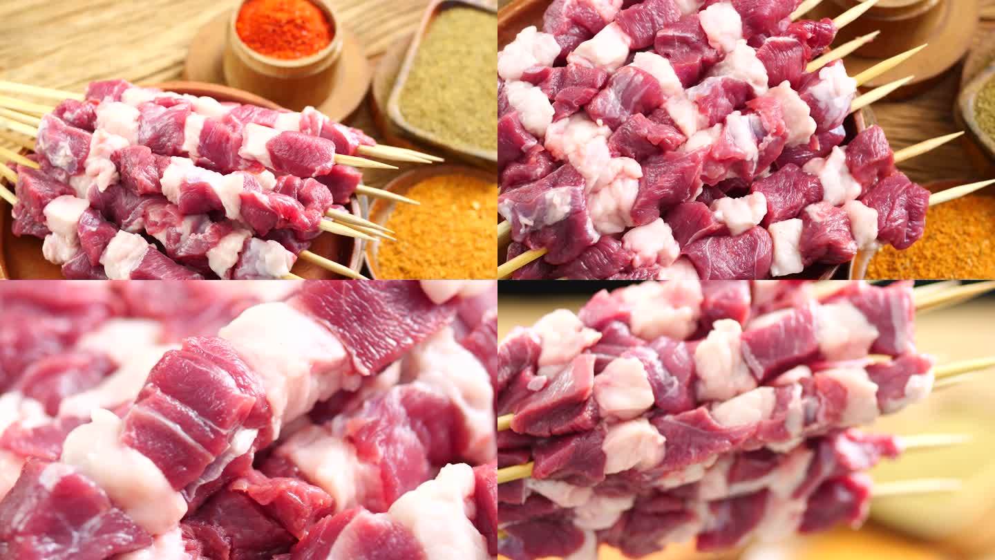 生羊肉 羊肉串 烧烤 串羊肉 牛肉串