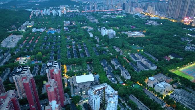 湖北武汉华中科技大学航拍校园风景风光素材