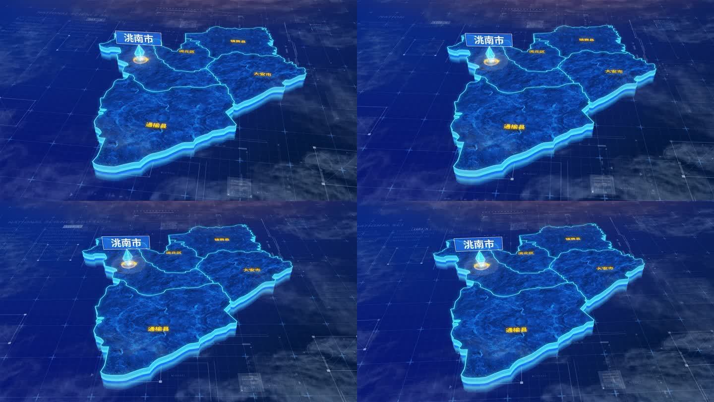 白城市洮南市蓝色三维科技区位地图