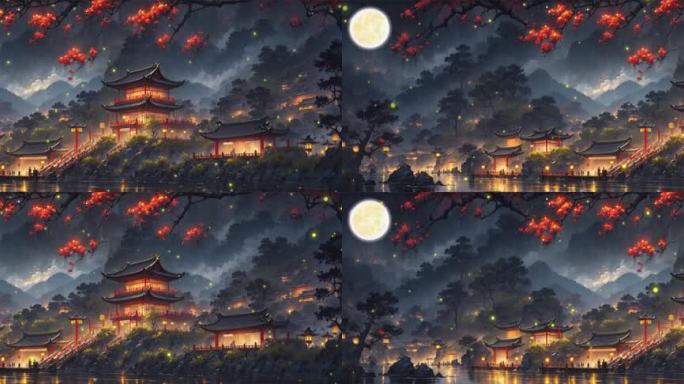 宽屏中国风古代夜晚背景3——3分钟长视频