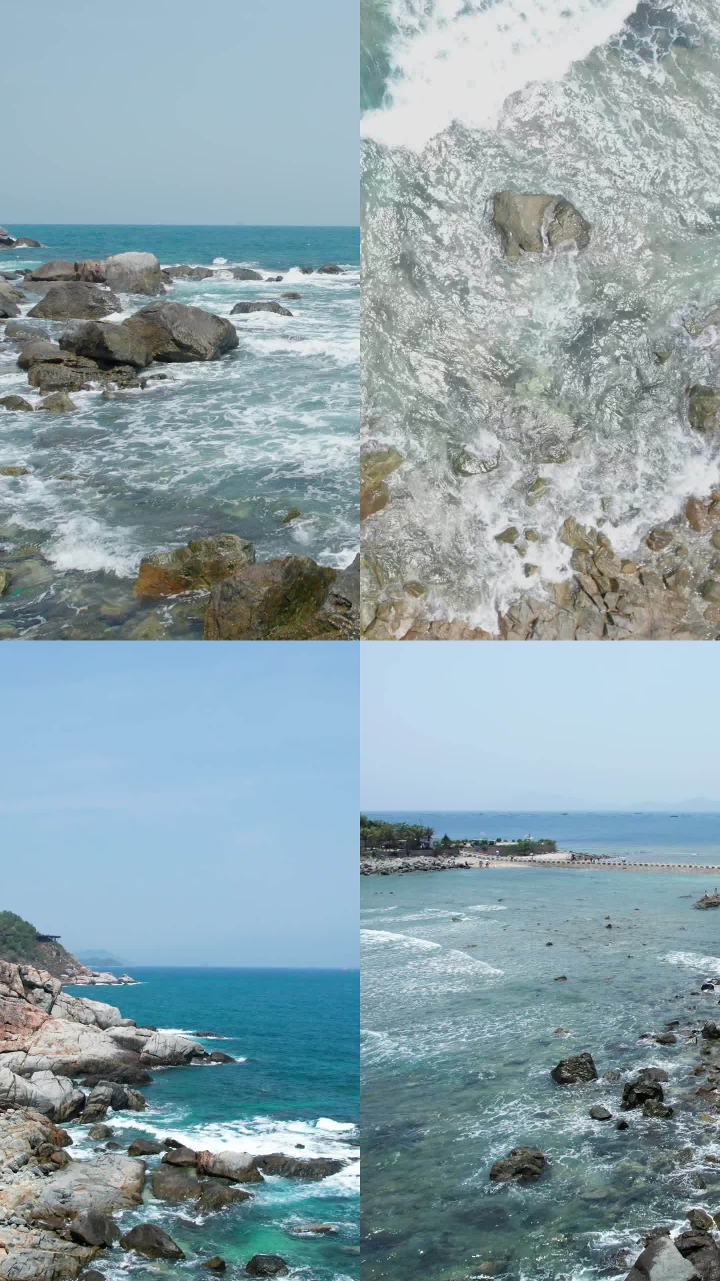 海南省三亚市西岛海岸礁石竖屏航拍