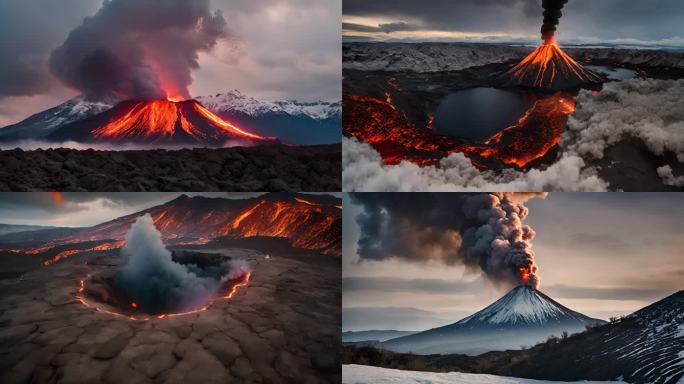 火山喷发火山爆发爆炸冲击波地质