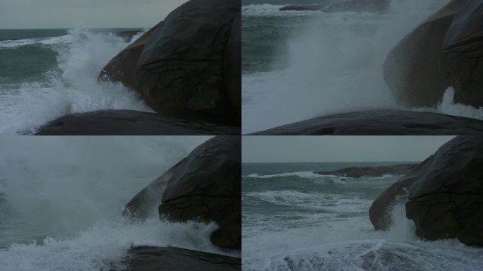 海浪拍打-慢镜头