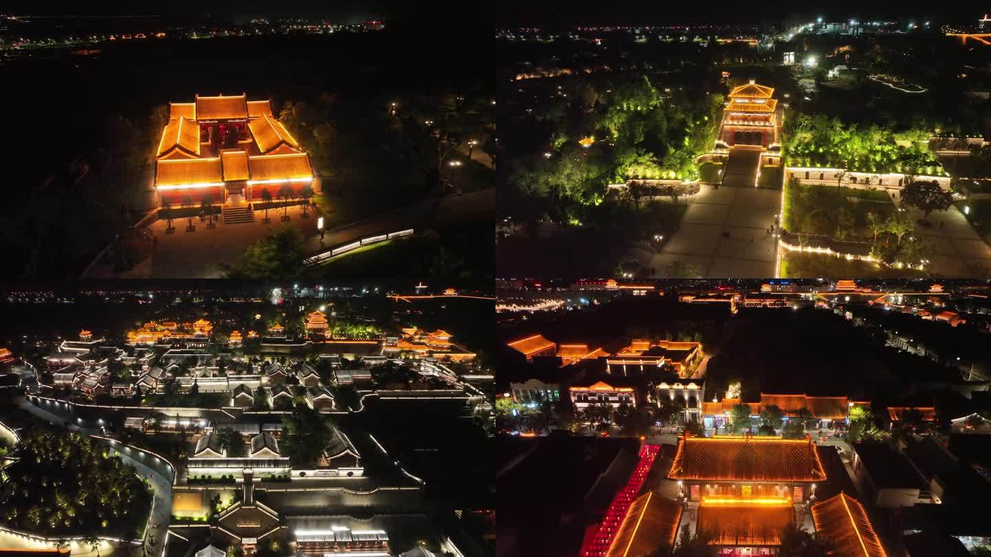 忻州古城秀容书院夜景近景4k航拍