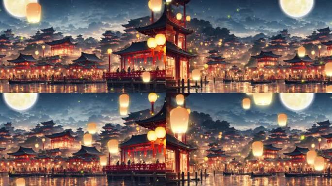 中国风古代夜晚背景1