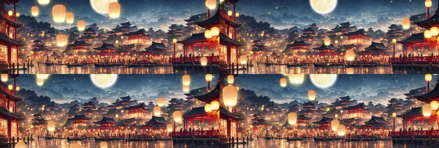 中国风古代夜晚背景1