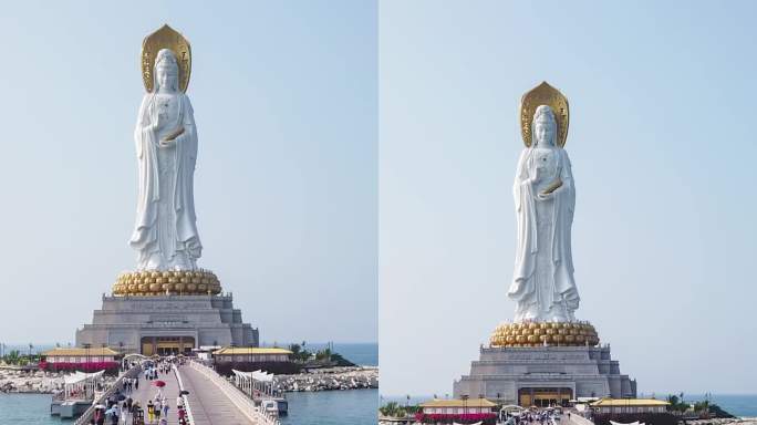 三亚南海观音竖屏延时摄影南海海上观音