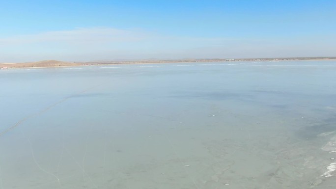 航拍 河北张家口银装素裹库伦淖尔