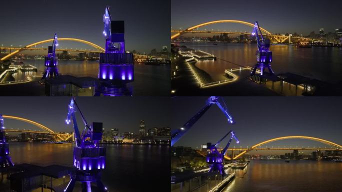 【4K60帧】上海卢浦大桥滨江吊机航拍