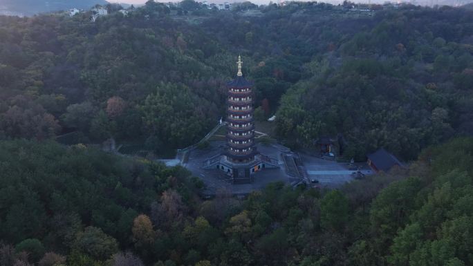 新昌大佛寺栖光禅寺万佛塔宝塔航拍