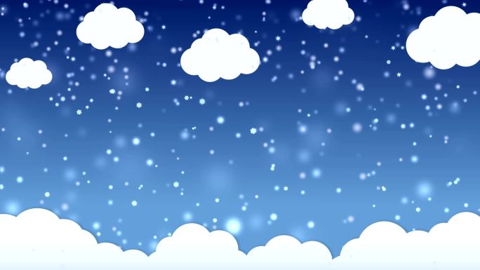 蓝色白云圣诞雪景视频