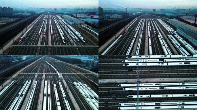 4K高清航拍动车所高铁铁路复兴号