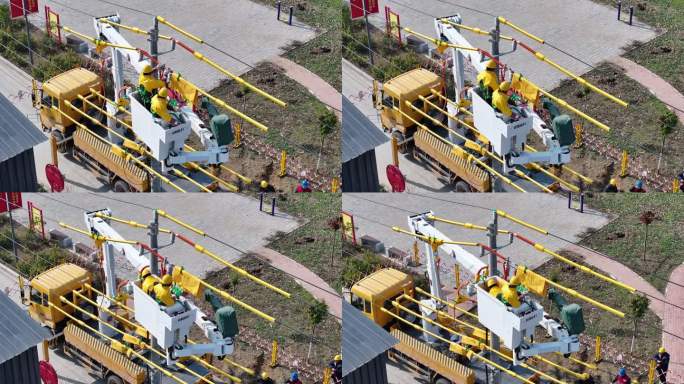 乡村振兴国家电网电力工程带电作业航拍