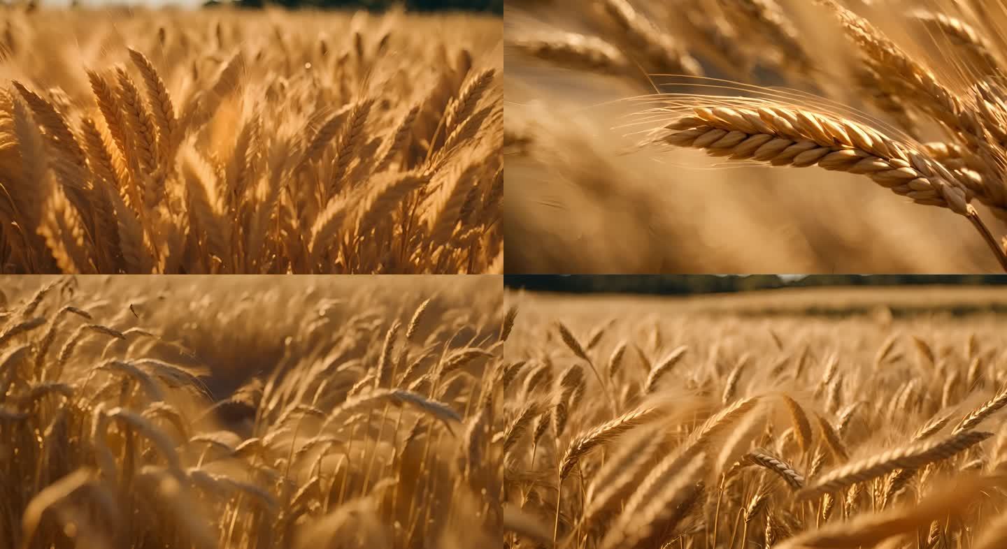 麦地 微距麦子 阳光下的麦地 4k