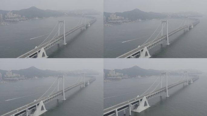 雾霾下的大连跨海大桥
