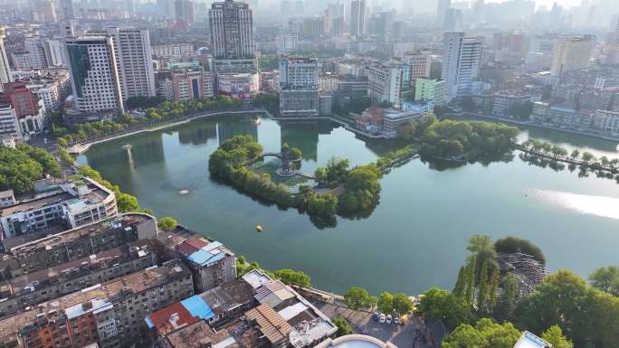 江西南昌东湖区城市地标航拍风景风光全景大