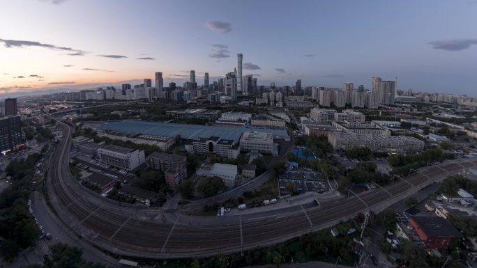 实拍北京城市国贸日转夜延时摄影