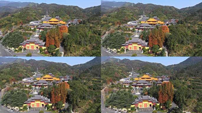 航拍浙江金华北山双龙景区智者寺