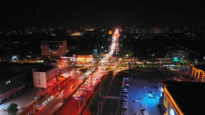 4K高清航拍城市夜景道路车流车灯