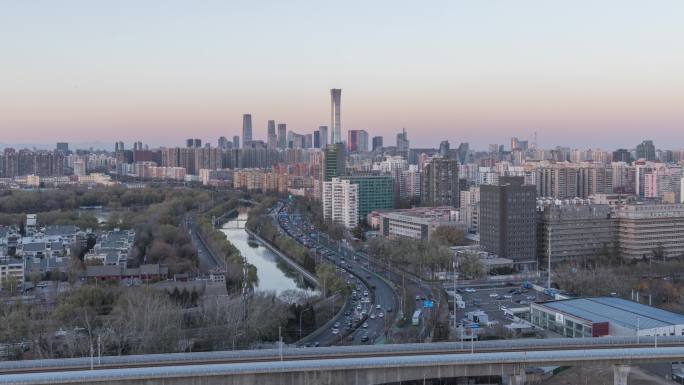 北京CBD与S形公路日转夜4K延时