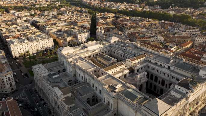 意大利罗马最高法院台伯河城市航拍古迹地标