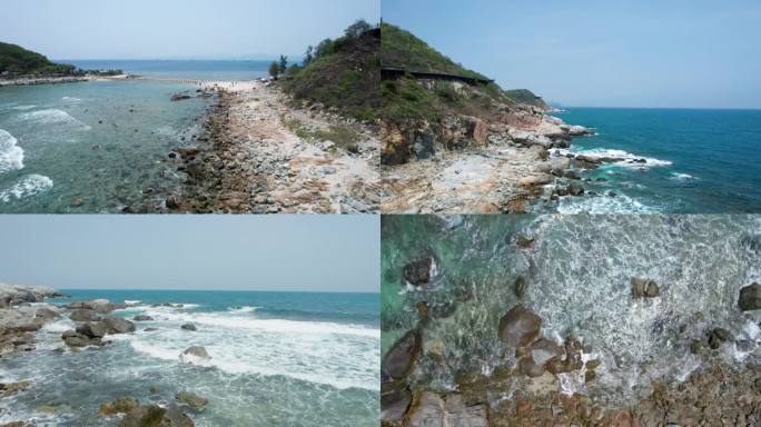 海南省三亚市西岛海岸礁石航拍