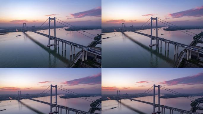 南沙大桥环绕日落延时
