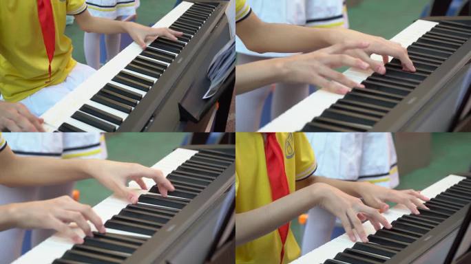 小学生弹奏钢琴4k素材合集