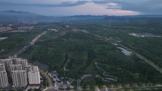 忻州九龙岗城郊森林公园大景4k航拍
