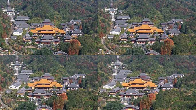 航拍浙江金华北山双龙景区智者寺