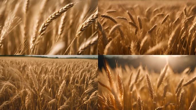 麦地 微距麦子 阳光下的麦地 4k