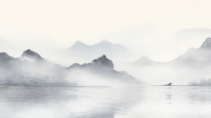 8k 宽屏国风山水水墨背景