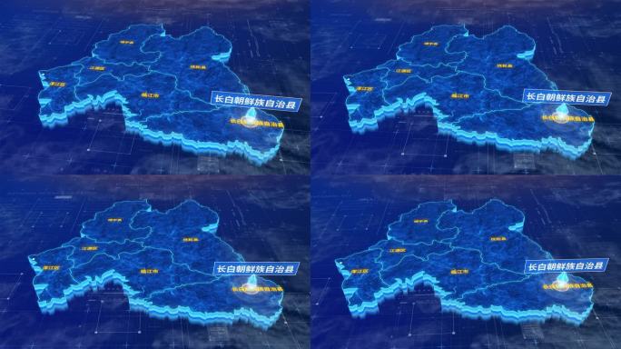 白山市长白朝鲜族自治县蓝色三维科技地图