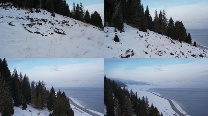 冬天新疆赛里木湖雪景