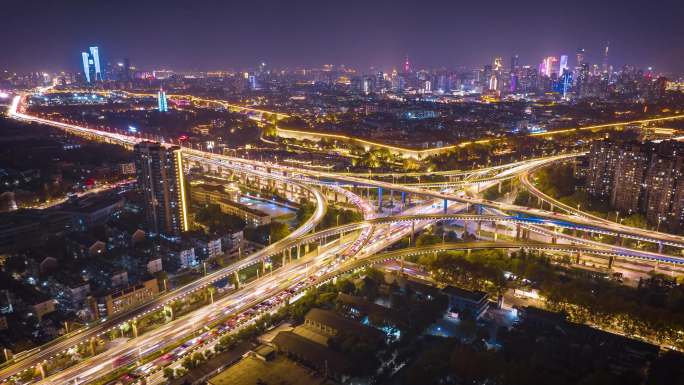 夜景延时·城市交通高架车流