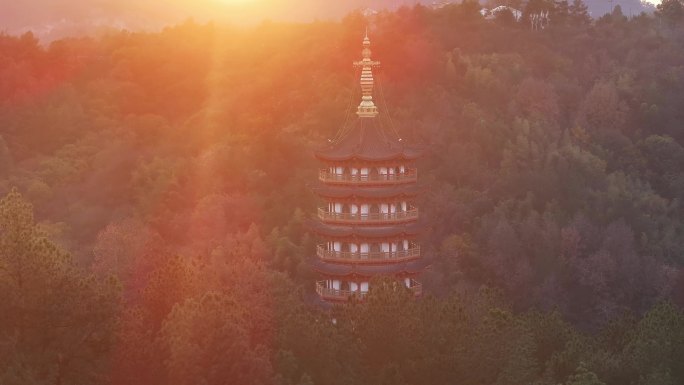 新昌大佛寺栖光禅寺万佛塔宝塔航拍