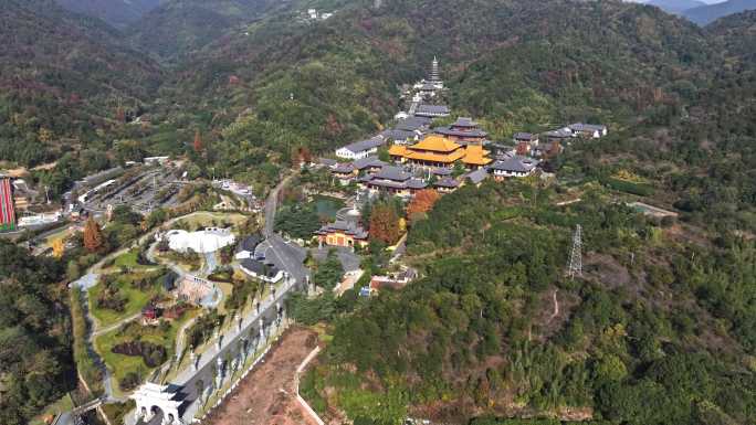 航拍浙江金华北山双龙景区智者寺