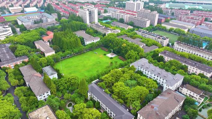 上海市华东理工大学徐汇校区航拍校园风景风